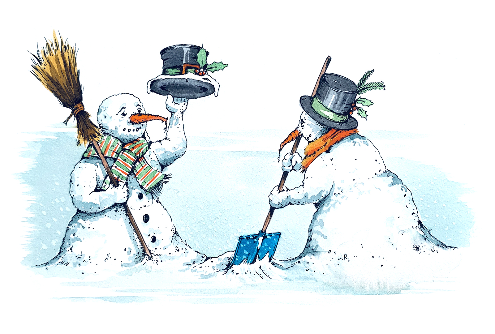 Greeting snowmen